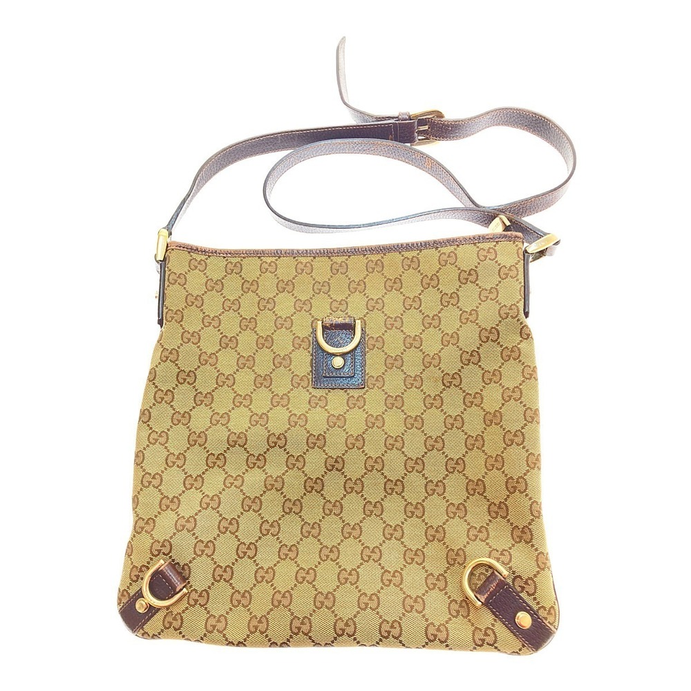 Gucci GG Canvas Abbey Ring crossbody bag brown leather gold